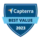 Capterra best value 2023 accolade badge