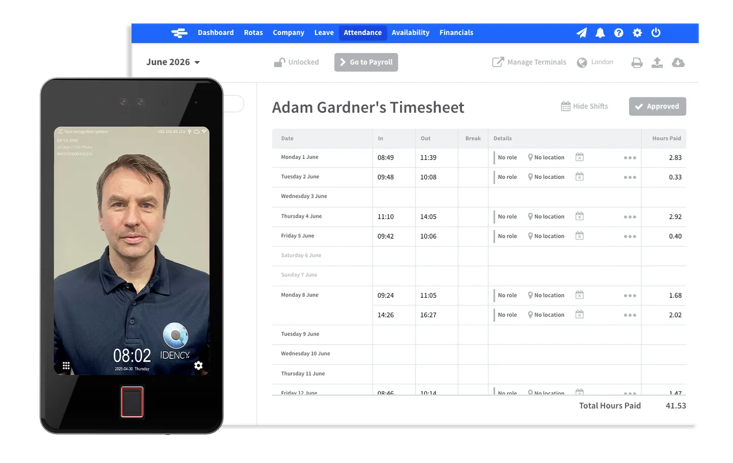 Screenshots of PayCaptain on a mobile device