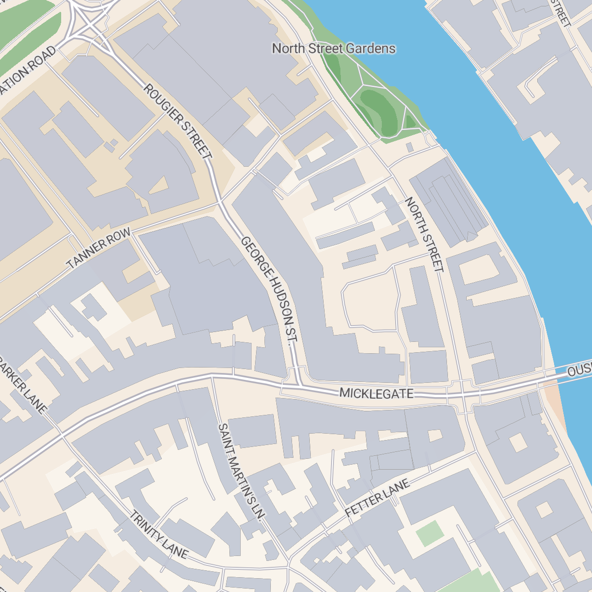 Map of central York with a pointer centred on RotaCloud HQ
