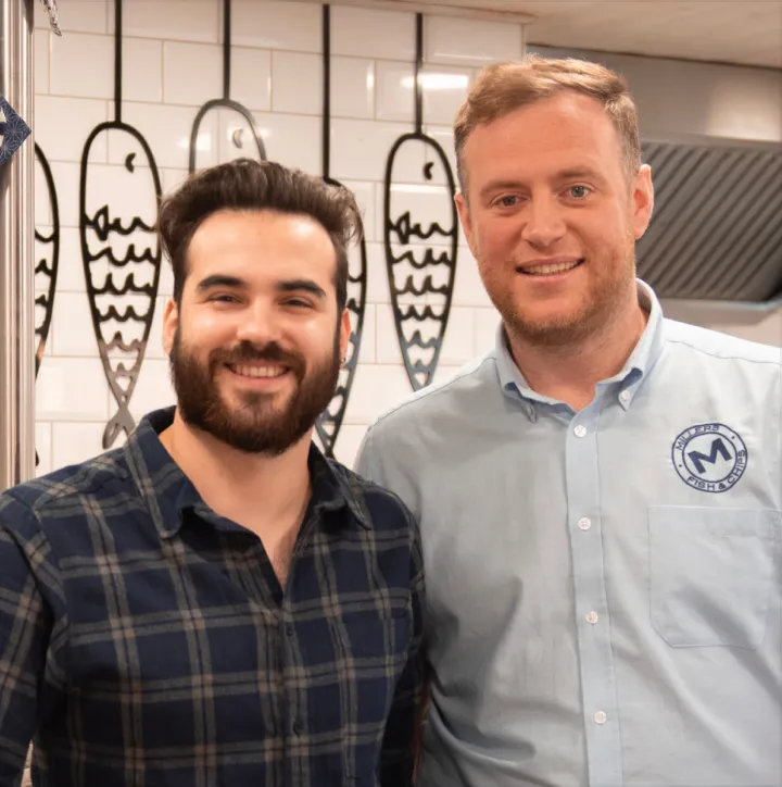 Photo of Nick Miller and Mark Coaker of Millers Fish & Chips