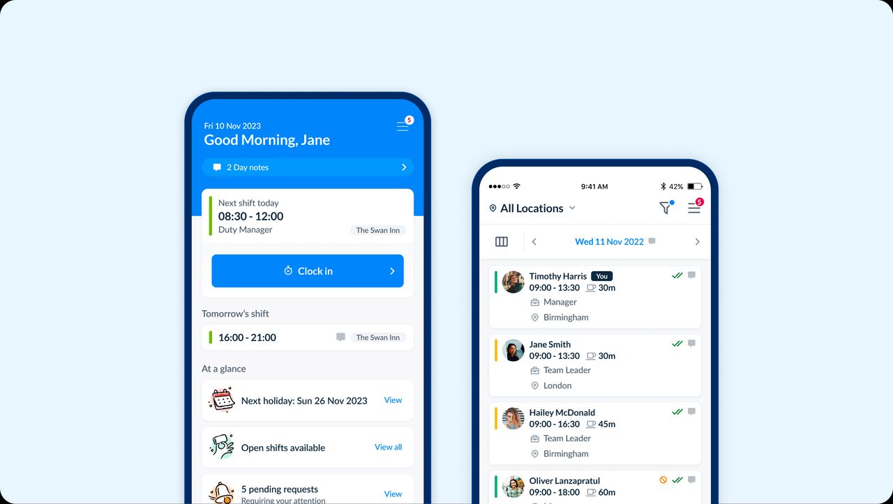 The new RotaCloud mobile app on a phone screen on smartphone mockup