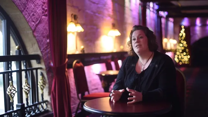 Photo of Emma Hogg at the Engine Shed sitting down for an interview with RotaCloud