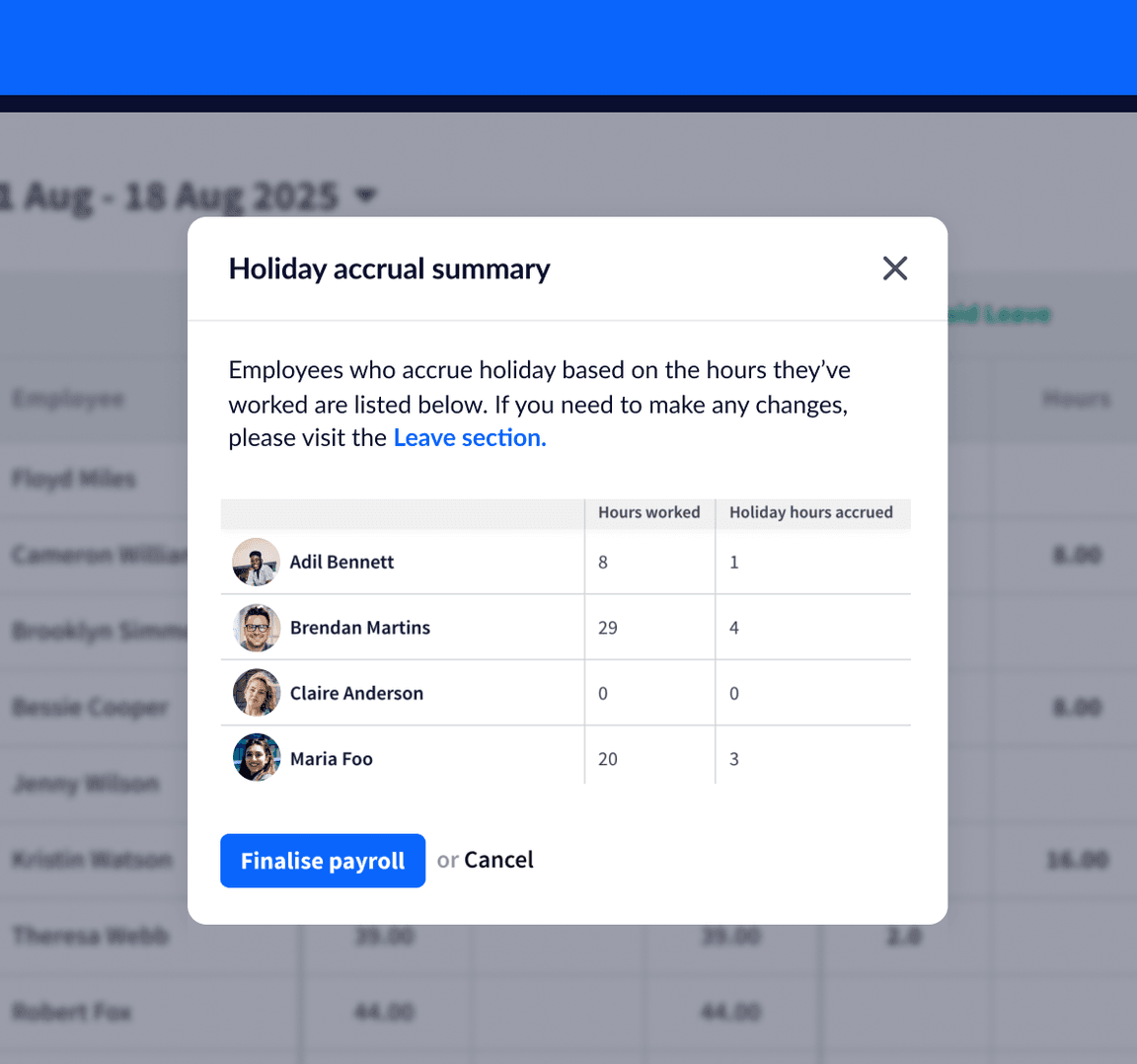 Setting holiday accrual rate in RotaCloud with field to input accrual rate as a percentage.