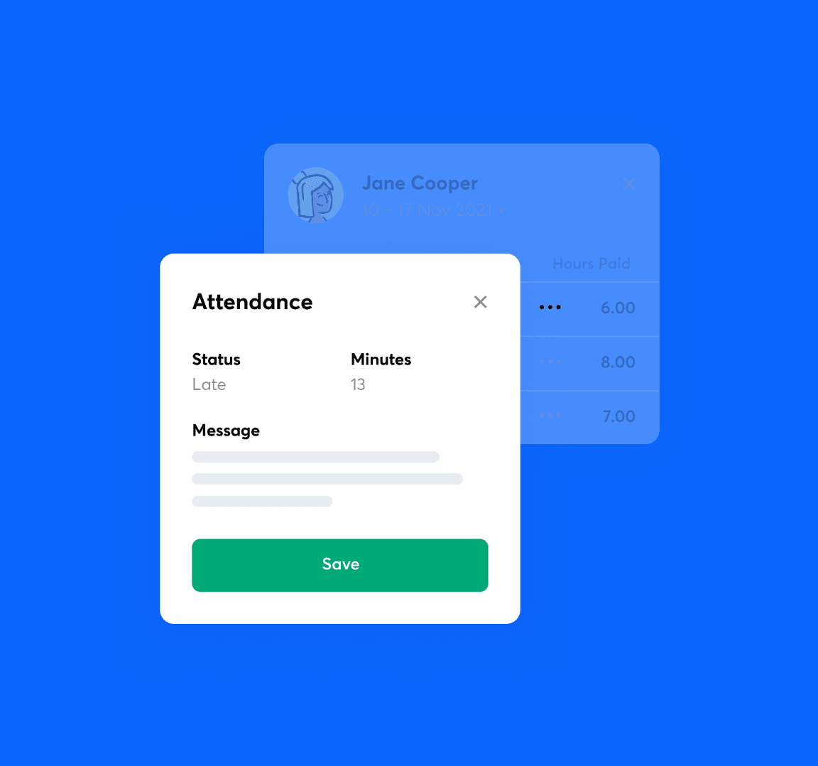 Manually adding a note to an employee timesheet record