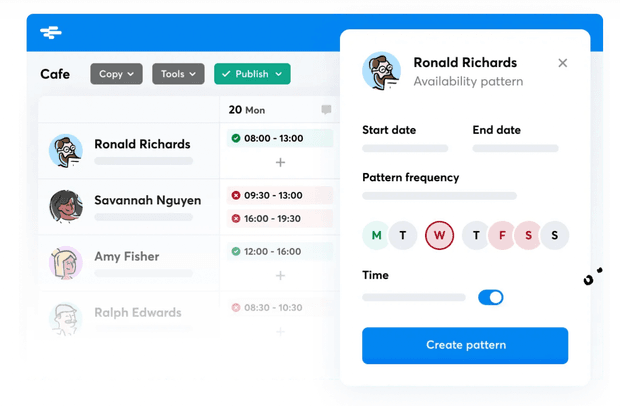 Screenshot of RotaCloud's staff availability tools for easier rota planning