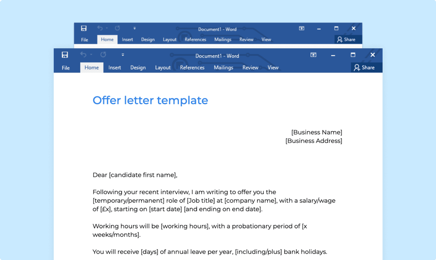 Job Offer Letter Template ;density=2;width=705