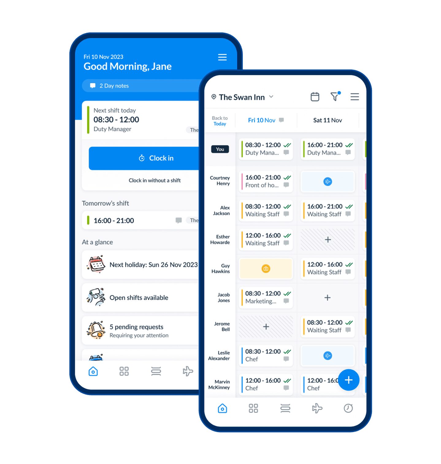 Mobile clocking in using the RotaCloud app