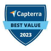 Capterra best value 2023 accolade badge